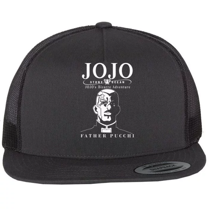 JoJos Bizarre Adventure Stone Ocean Father Enrico Pucchi Flat Bill Trucker Hat