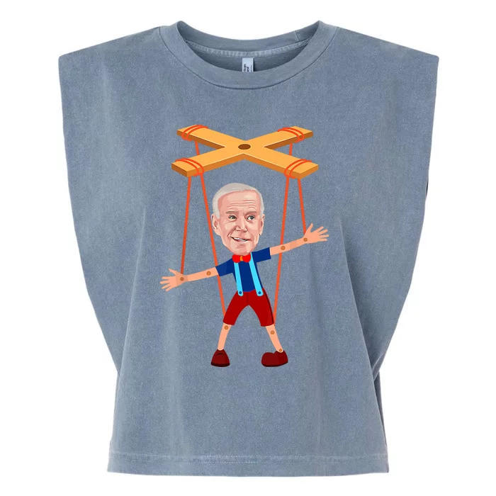 Joe Biden As A Puppet Garment-Dyed Women's Muscle Tee