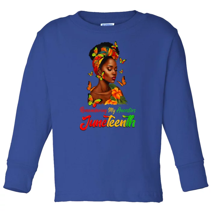 Juneteenth Black African Women Hair Remembering My Ancestors Gift Toddler Long Sleeve Shirt