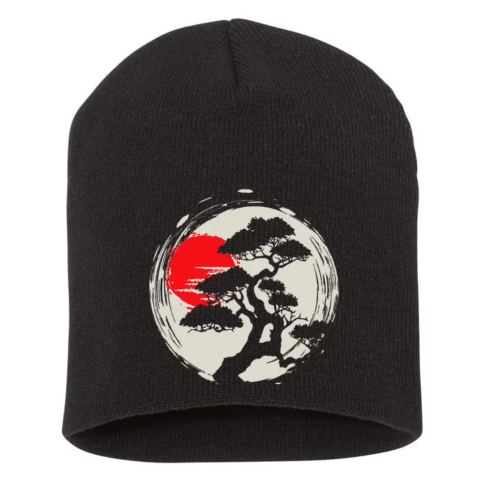 Japanese Bonsai Art Sunset Tree Lover Gardening Planting Short Acrylic Beanie