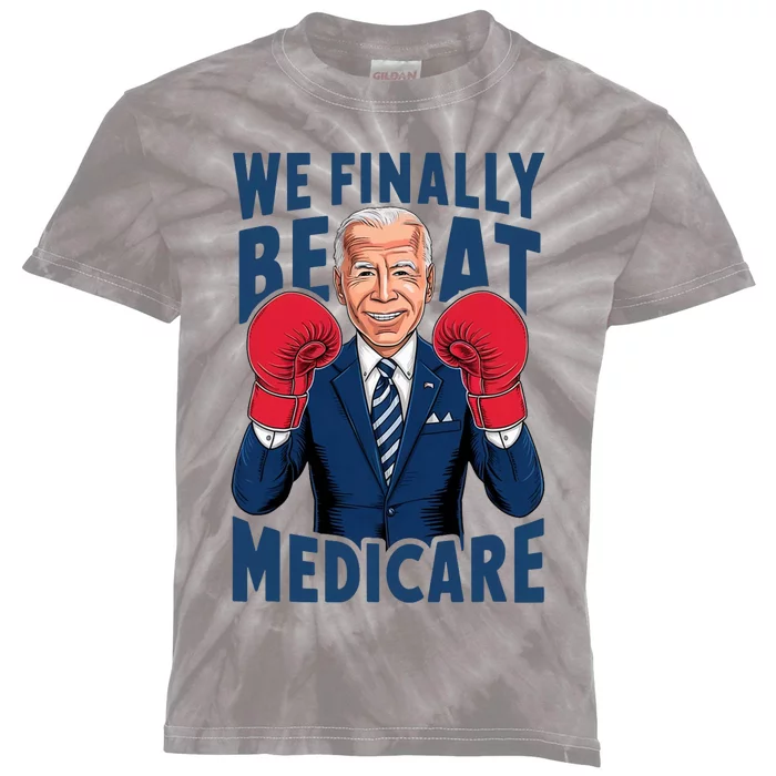 Joe Biden Boxing We Finally Beat Medicare Kids Tie-Dye T-Shirt