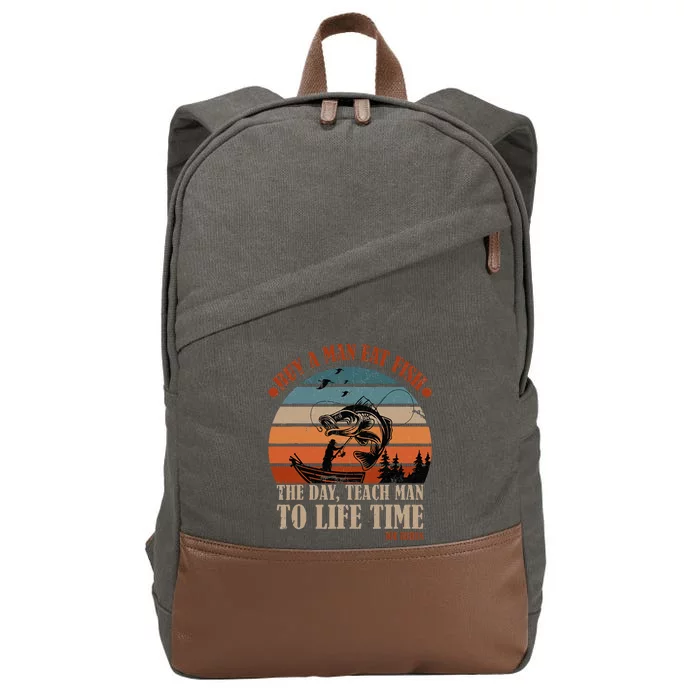 Joe Biden Buy A Man Eat Fish Fishing Retro Vintage Cotton Canvas Backpack