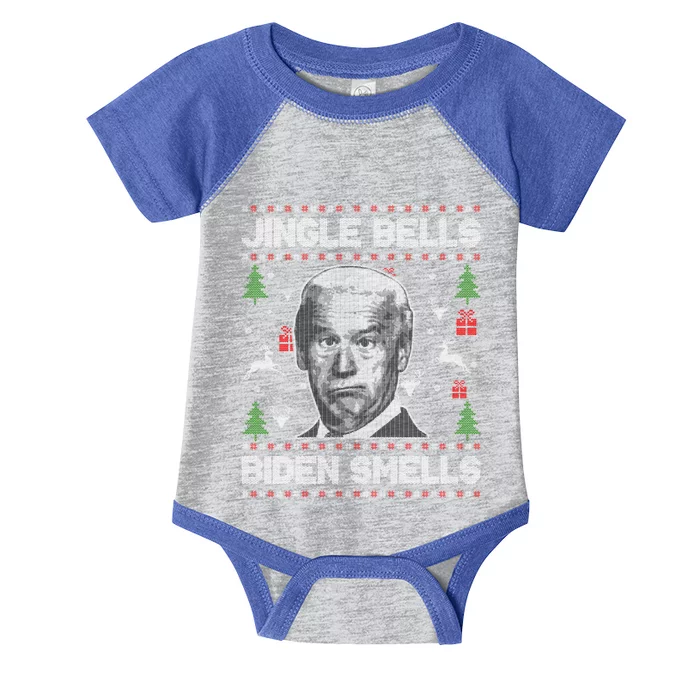 Jingle Bells Biden Smells Ugly Christmas Sweater Anti Biden Gift Infant Baby Jersey Bodysuit