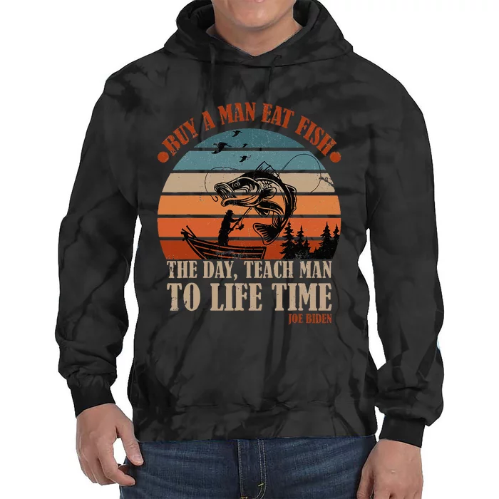 Joe Biden Buy A Man Eat Fish Fishing Retro Vintage Tie Dye Hoodie