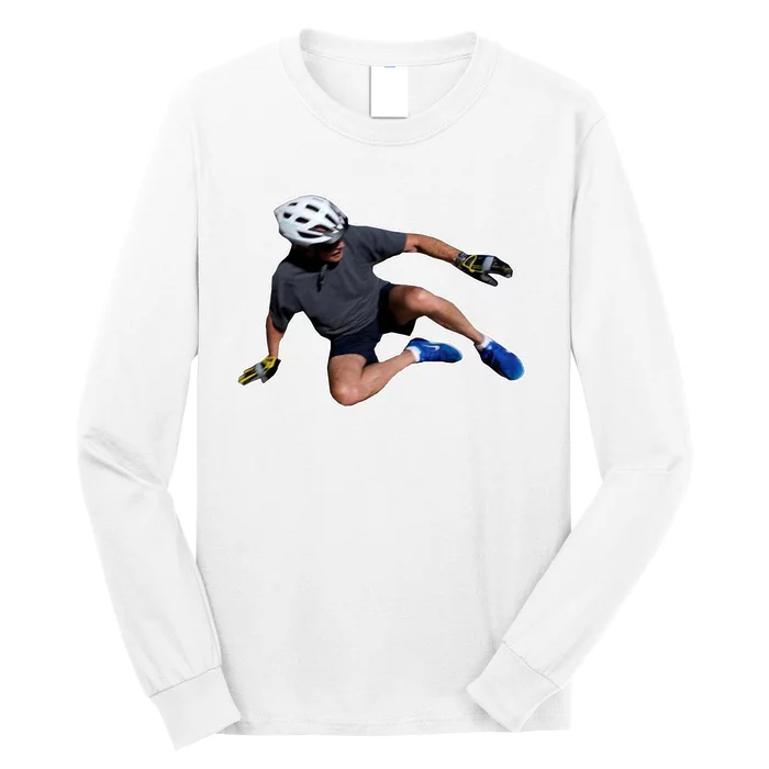 Joe Biden Bicycle Fall Funny Meme Long Sleeve Shirt