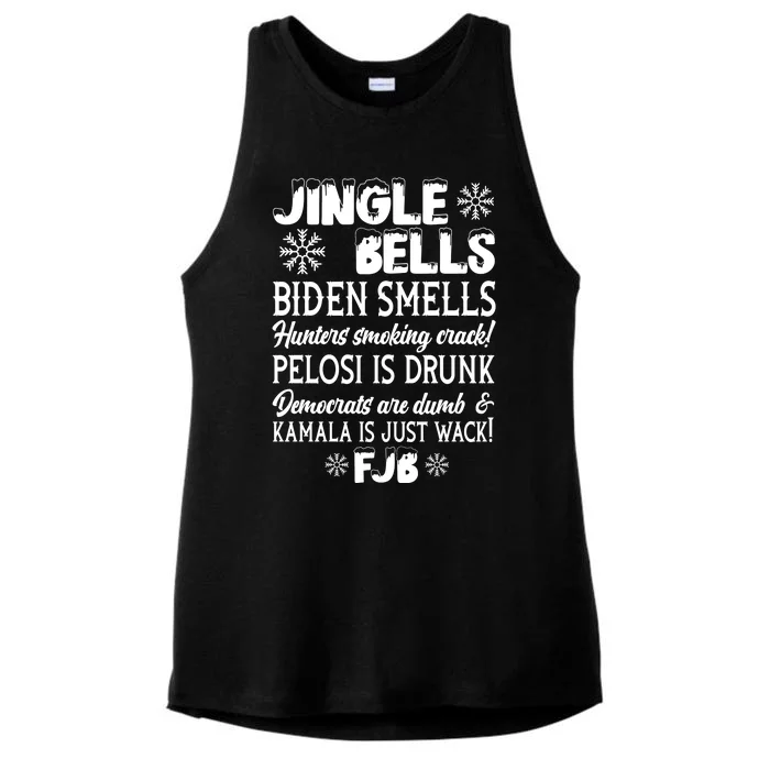 Jingle Bells Biden Smells Funny Republican Christmas Gift Ladies Tri-Blend Wicking Tank