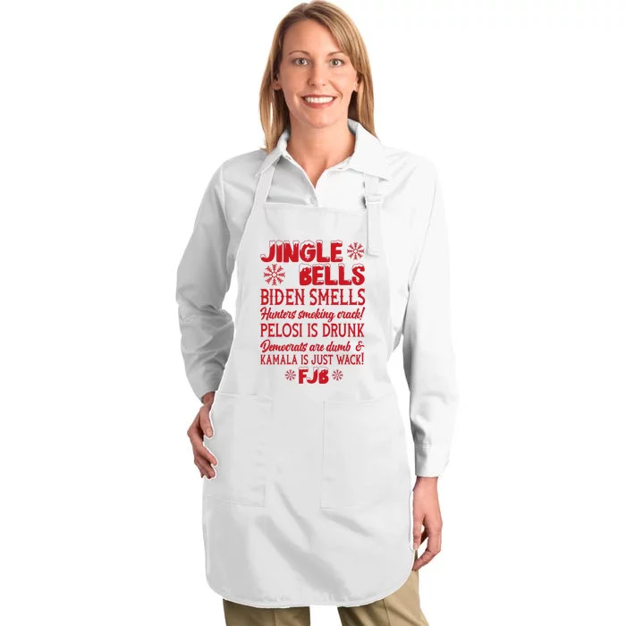 Jingle Bells Biden Smells Funny Republican Christmas Gift Full-Length Apron With Pocket