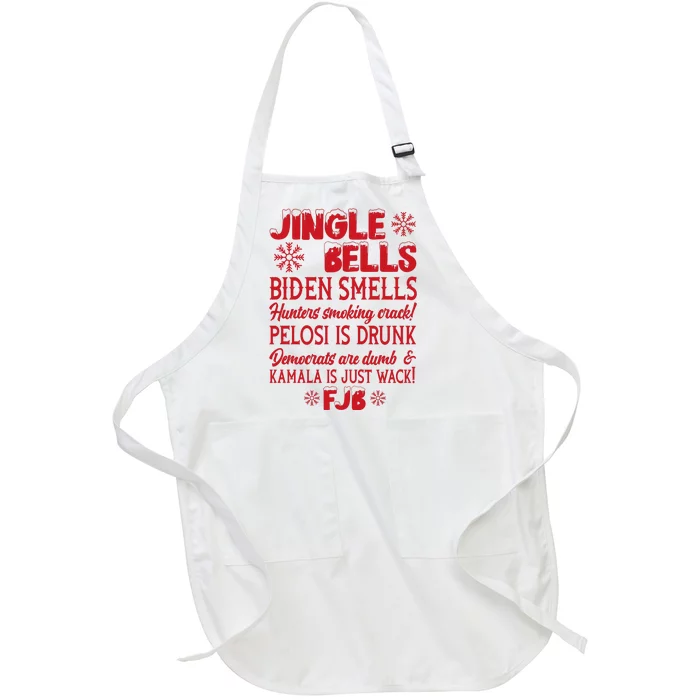 Jingle Bells Biden Smells Funny Republican Christmas Gift Full-Length Apron With Pocket