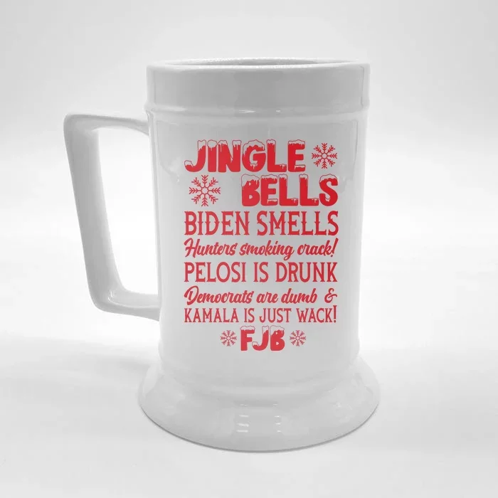 Jingle Bells Biden Smells Funny Republican Christmas Gift Front & Back Beer Stein