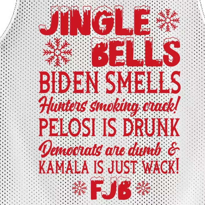 Jingle Bells Biden Smells Funny Republican Christmas Gift Mesh Reversible Basketball Jersey Tank