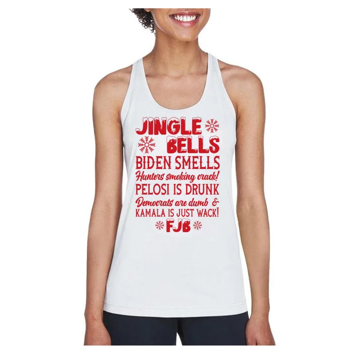 Jingle Bells Biden Smells Funny Republican Christmas Gift Women's Racerback Tank