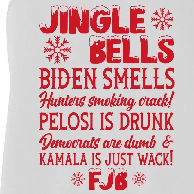 Jingle Bells Biden Smells Funny Republican Christmas Gift Women's Racerback Tank