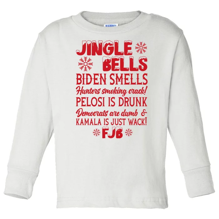 Jingle Bells Biden Smells Funny Republican Christmas Gift Toddler Long Sleeve Shirt