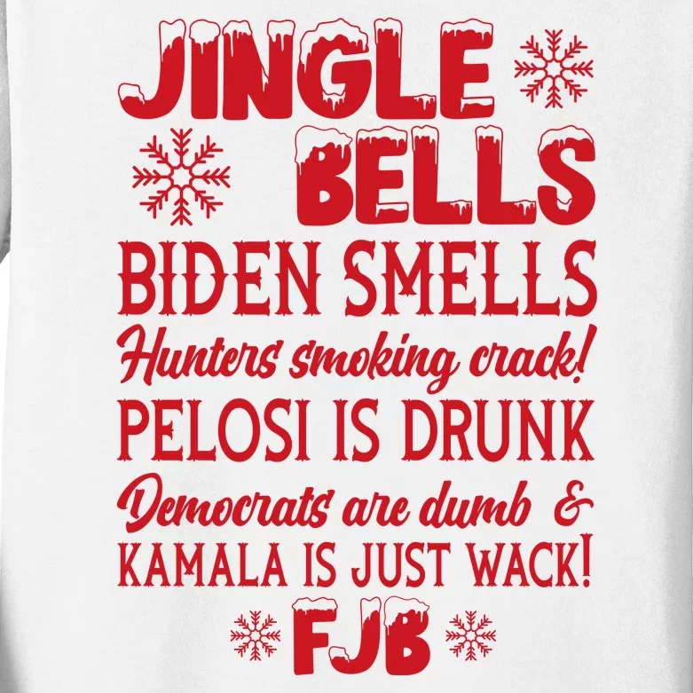 Jingle Bells Biden Smells Funny Republican Christmas Gift Kids Long Sleeve Shirt