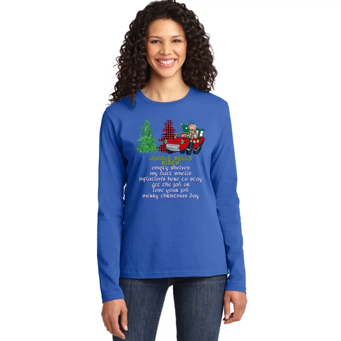 Jingle Bell Biden Xmas Santa Trump 3 Ugly Christmas Sweater Cute Gift Ladies Long Sleeve Shirt