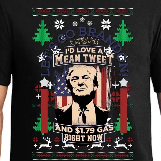 Jingle Bell Biden Xmas Santa Trump Ugly Christmas Sweater Gift Pajama Set