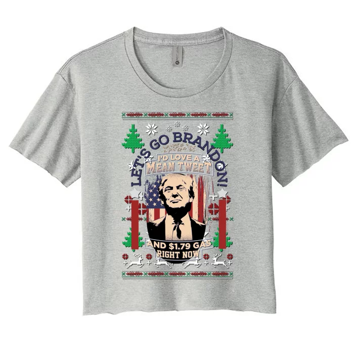 Jingle Bell Biden Xmas Santa Trump Ugly Christmas Sweater Gift Women's Crop Top Tee