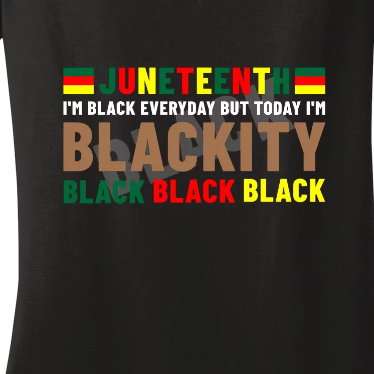 Juneteenth Blackity Black Black Black African Pride Gift Black History Month Women's V-Neck T-Shirt