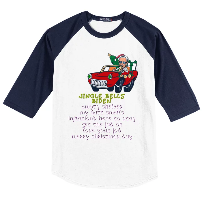 Jingle Bell Biden Xmas Santa Trump Ugly Christmas Sweater Funny Gift Baseball Sleeve Shirt