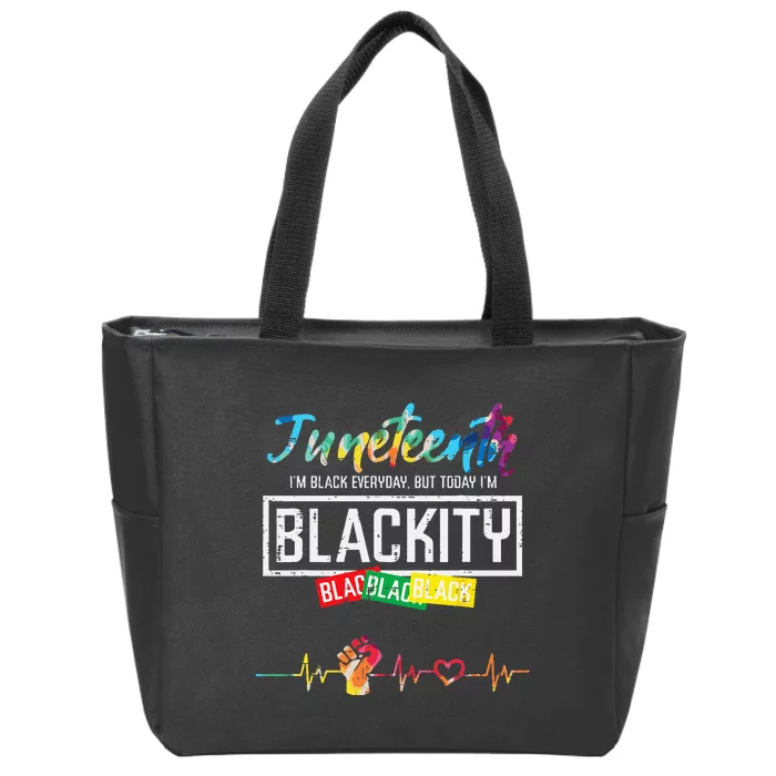 Juneteenth Blackity Black History African Zip Tote Bag