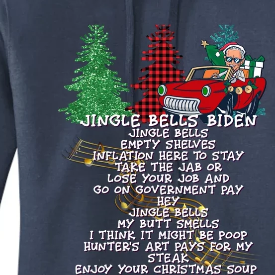 Jingle Bell Biden Xmas Santa Trump 3 Ugly Christmas Sweater Gift Women's Pullover Hoodie