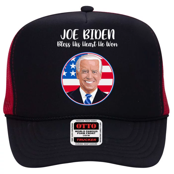 Joe Biden Bless His Heart He Won High Crown Mesh Trucker Hat