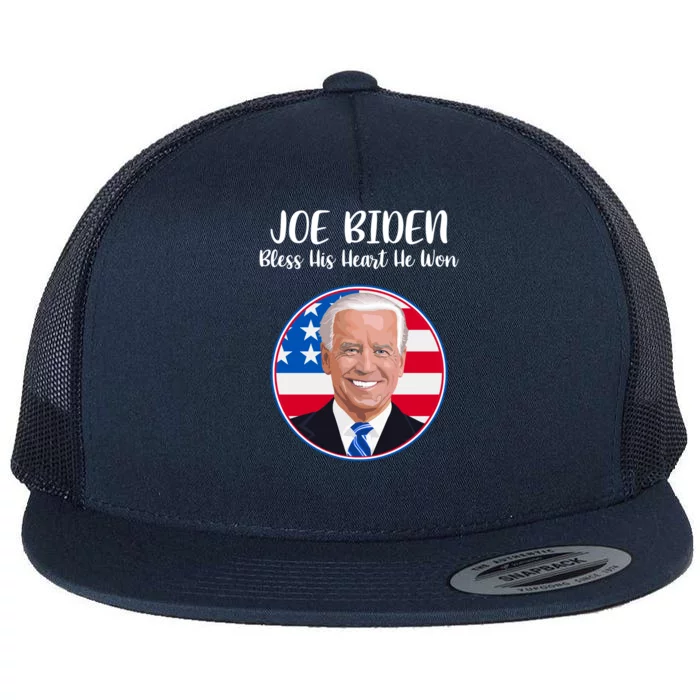 Joe Biden Bless His Heart He Won Flat Bill Trucker Hat