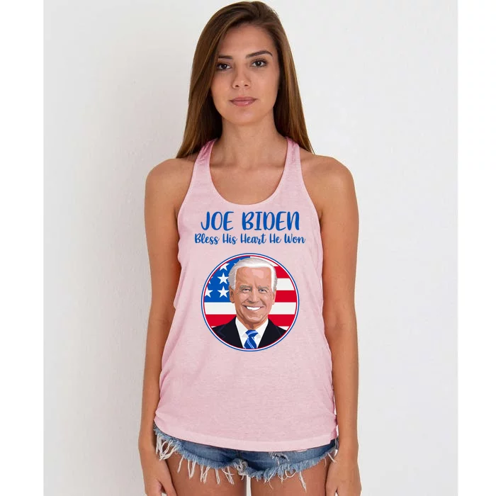 Joe Biden Bless His Heart He Won Women's Knotted Racerback Tank