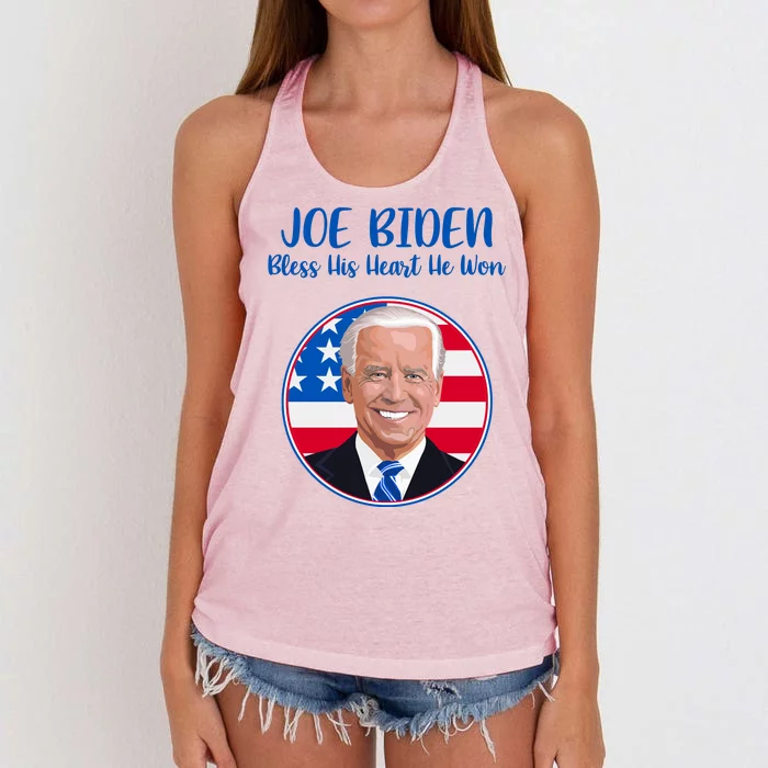 Joe Biden Bless His Heart He Won Women's Knotted Racerback Tank