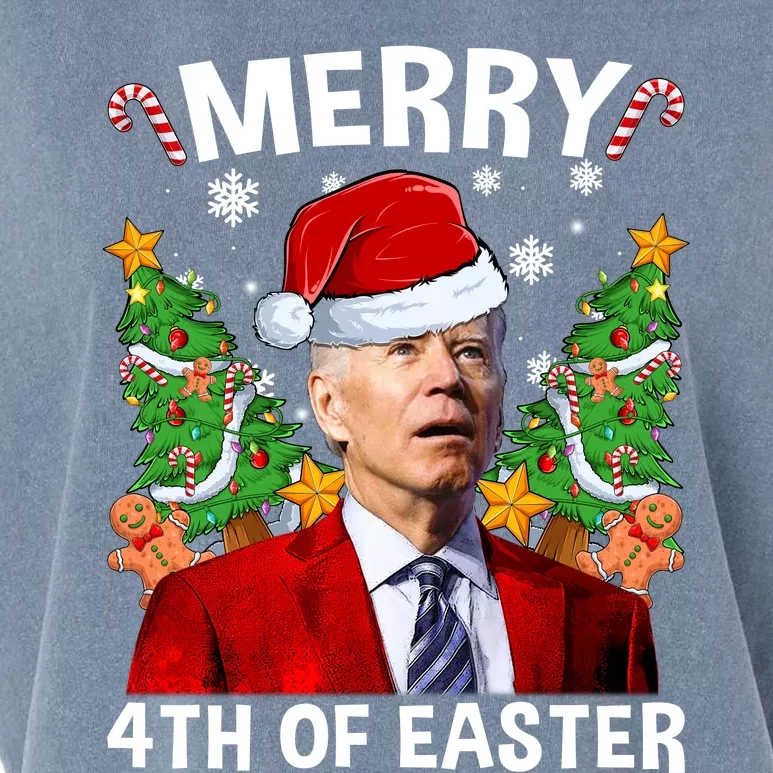 Joe Biden Christmas Santa Hat Merry 4th Of Easter Ugly Christmas Sweater Garment-Dyed Women's Muscle Tee