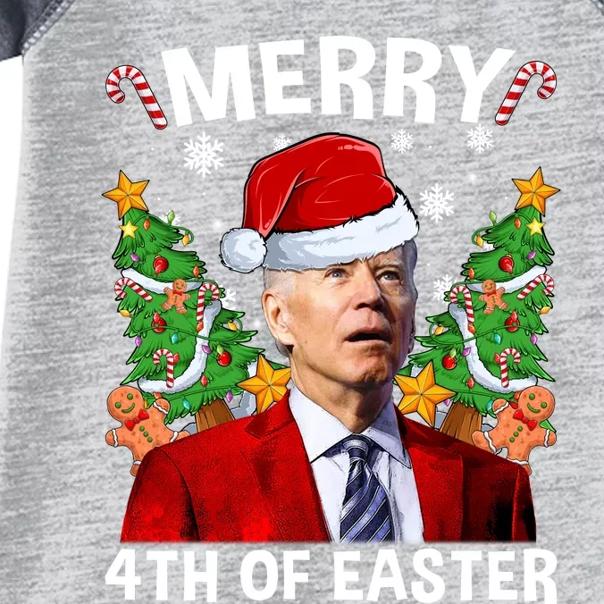 Joe Biden Christmas Santa Hat Merry 4th Of Easter Ugly Christmas Sweater Infant Baby Jersey Bodysuit