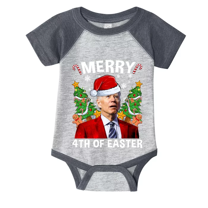 Joe Biden Christmas Santa Hat Merry 4th Of Easter Ugly Christmas Sweater Infant Baby Jersey Bodysuit