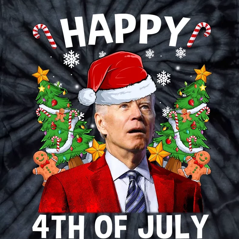 Joe Biden Christmas Santa Hat Merry 4th Of July Ugly Christmas Sweater Tie-Dye T-Shirt