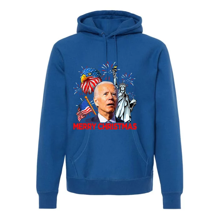 Joe Biden Confused Patriotic Merry Christmas For 4th Of July Premium Hoodie