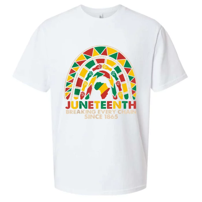 Juneteenth Breaking Chains Since 1865 Black Rainbow Sueded Cloud Jersey T-Shirt