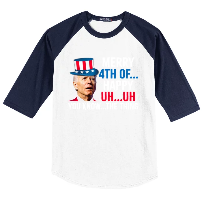 Joe Biden Confused Merry Happy Funny 4th Of July Baseball Sleeve Shirt