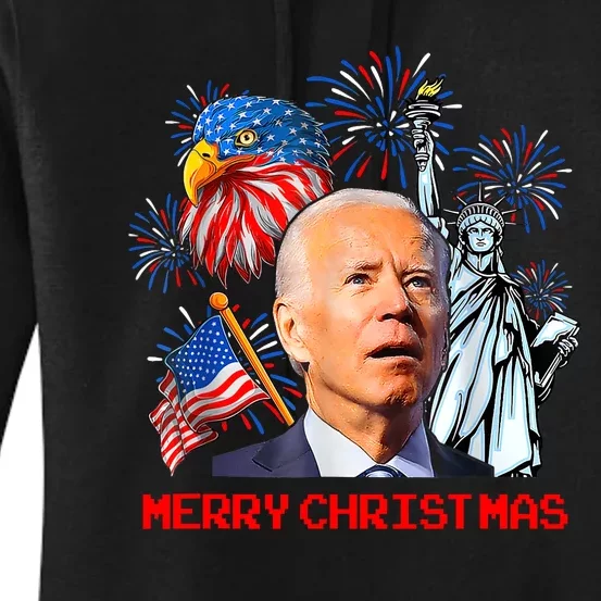 Joe Biden Confused Patriotic Merry Christmas For 4th Of July Women's Pullover Hoodie