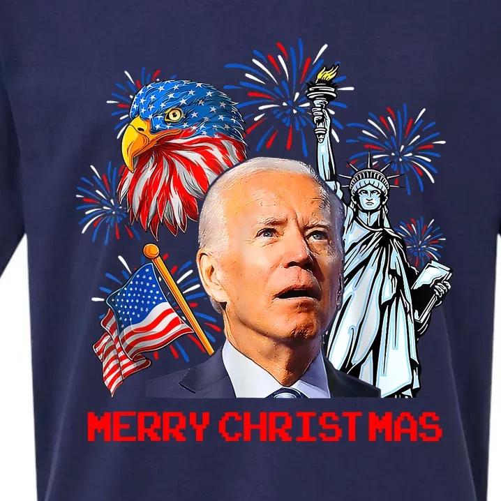 Joe Biden Confused Patriotic Merry Christmas For 4th Of July Sueded Cloud Jersey T-Shirt