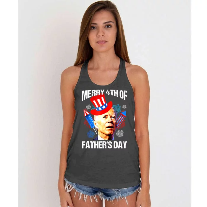 Joe Biden Confused Merry 4th Of Fathers Day Fourth Of July Women's Knotted Racerback Tank