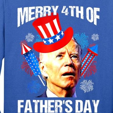 Joe Biden Confused Merry 4th Of Fathers Day Fourth Of July Tall Long Sleeve T-Shirt