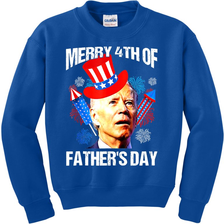 Joe Biden Confused Merry 4th Of Fathers Day Fourth Of July Kids Sweatshirt