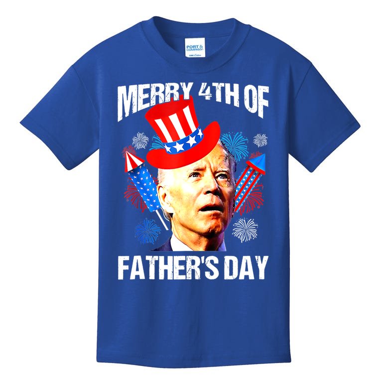 Joe Biden Confused Merry 4th Of Fathers Day Fourth Of July Kids T-Shirt
