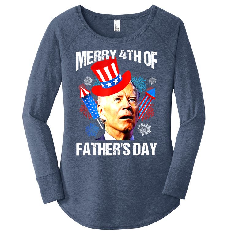 Joe Biden Confused Merry 4th Of Fathers Day Fourth Of July Women’s Perfect Tri Tunic Long Sleeve Shirt