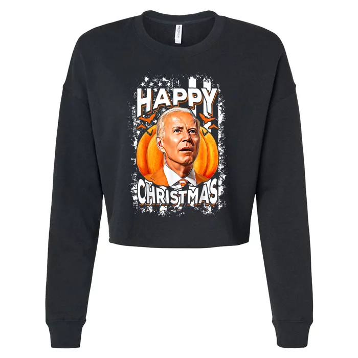 Joe Biden Confused Happy Christmas Funny Halloween Cropped Pullover Crew