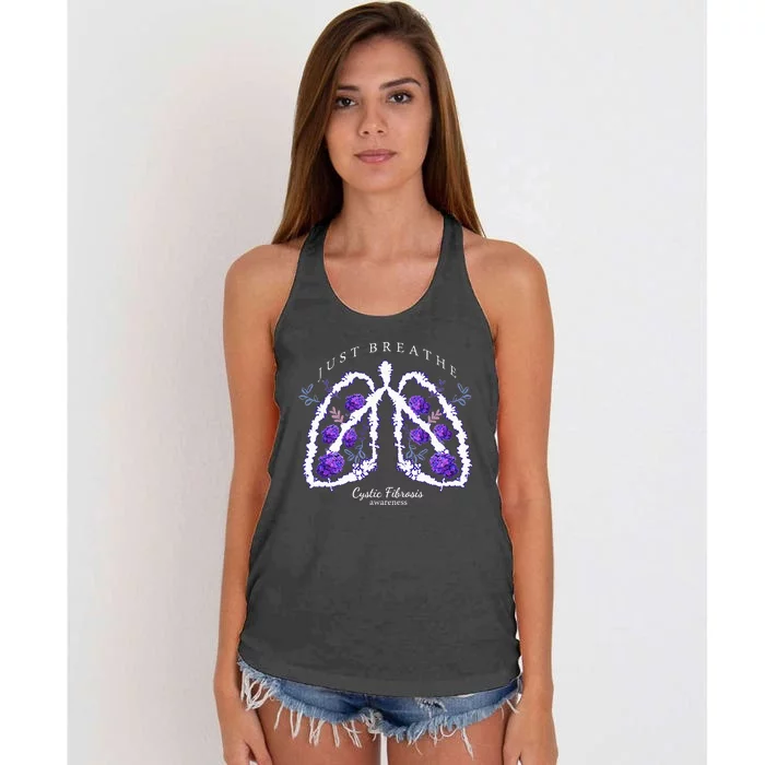 Just Breathe Cystic Fibrosis Awareness Women's Knotted Racerback Tank