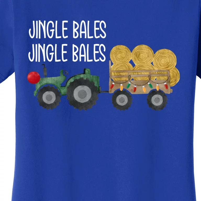 Jingle Bales Christmas Tree Tractor Farmer Farming Family Great Gift Women's T-Shirt