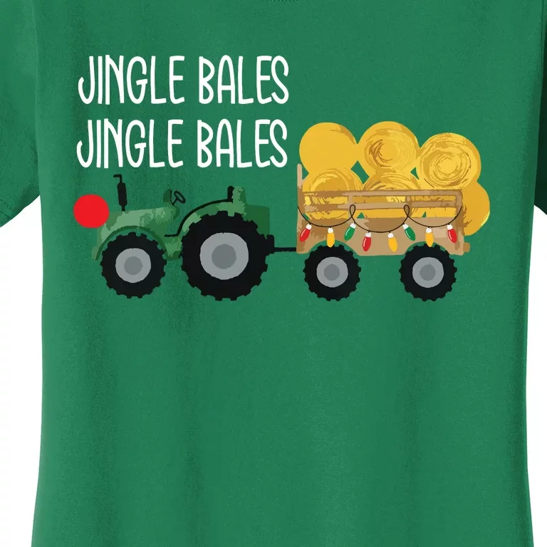 Jingle Bales Christmas Tree Tractor Farmer Farming Family Women's T-Shirt