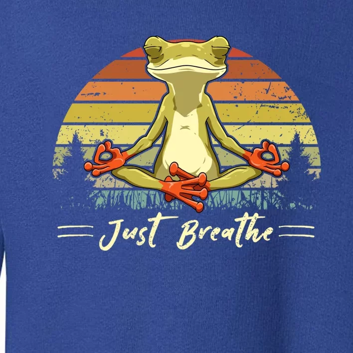 Just Breathe Cool Gift Funny Frog Yoga Meditation Gift Toddler Sweatshirt