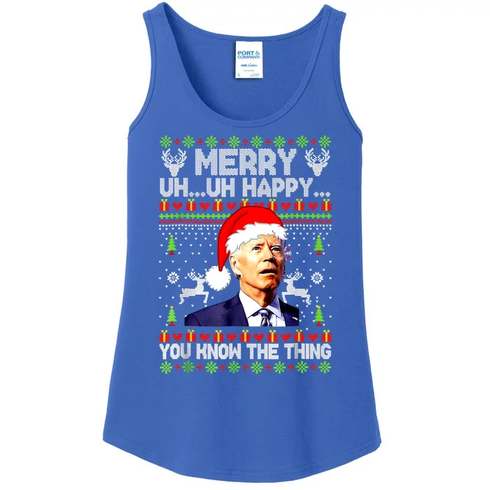 Joe Biden Christmas Merry Uh Uh Happy You Know The Thing Ladies Essential Tank