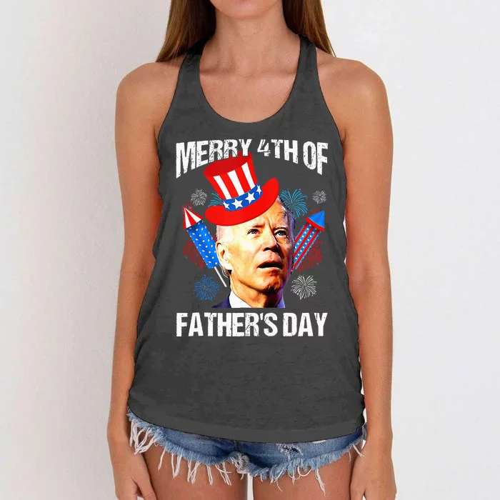 Joe Biden Confused Merry 4th Of Fathers Day Fourth Of July Women's Knotted Racerback Tank